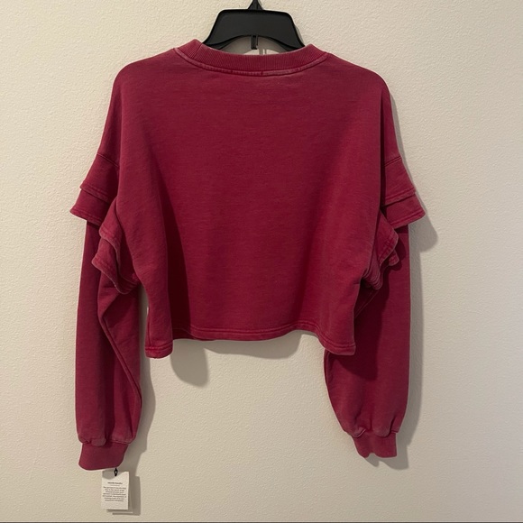 7 For All Mankind Ruffled Cropped Sweatshirt - Picture 8 of 9